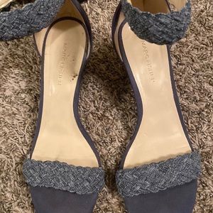 Blue suede wedges